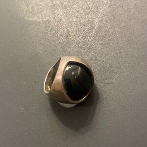 Sterling Silver Ring with Onyx Black Stone - Size 5
